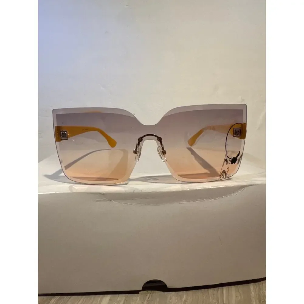 Cat Eye Sunglasses UV400 Women Light tent Lens Yellow Temple New